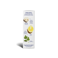 Side panel of a Riff Creamy Parmesan Cavatappi chef-crafted meal kit box with hand-drawn illustrations of mushrooms, lemon, and parsley, each labeled with the flavor it adds, under the heading "Feeling creative? Try riffing with fresh produce. Here's how Chef Daniel gets started."