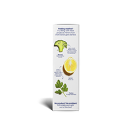 The side of a Riff box with ingredient illustrations, including broccoli, lemon, and parsley, shown on a clean white background.