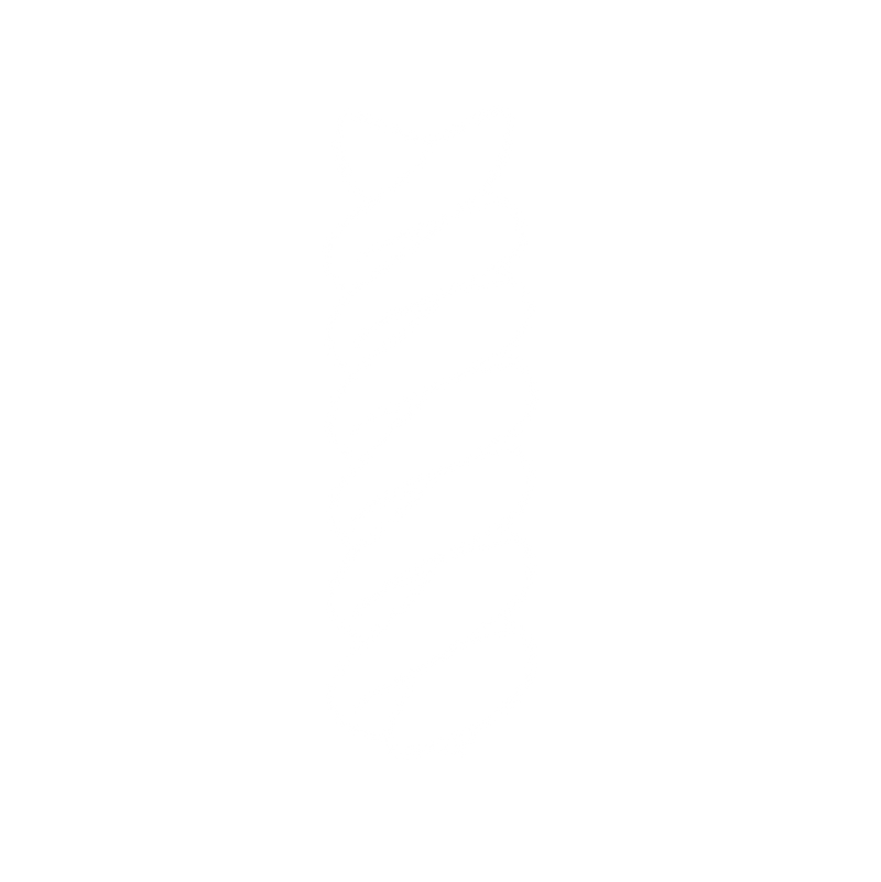 White line illustration of a piece of cavatappi pasta, designed for display on a dark background.